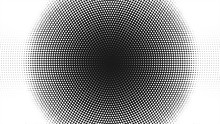 Halftone Pattern Background With Radial Effect, Round Spot Shapes, Vintage Or Retro Graphic With Place For Your Text. Halftone Digital Effect.