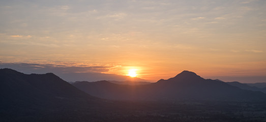 Canvas Print - Beautiful Landscape of Sunrise at Phu Thok, Chiang Khan District, Loei Province, Thailand