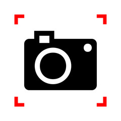 Digital camera sign. Black icon in focus corners on white backgr
