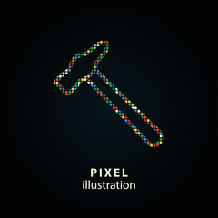 Poster - Hammer - pixel illustration.