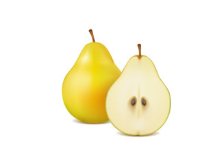 Fresh pears on a white background