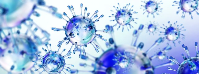 Poster - close-up of the virus, bacteria, macro, 3d rendering
