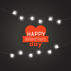 Aufkleber - Valentines greeting card. Happy Valentines Day greeting card with heart and garland