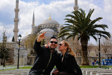 Couple taking a selfie in Istanbul