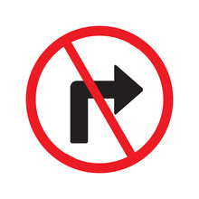 No Turn Right Sign Isolated Vector