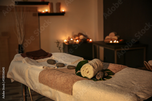 Interior Of Modern Massage Room In Candle Light Kaufen Sie