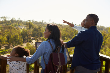 Wall Mural - Family Standing On Outdoor Observation Deck Looking At View