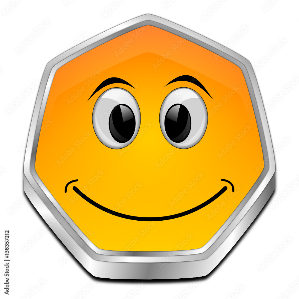Button with smiling face - 3D illustration