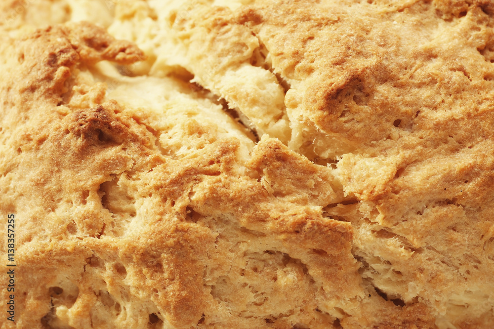 Tasty loaf of beer bread, closeup