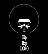 Afro Hip Hop Logo. Vector black man silhouette with hair.