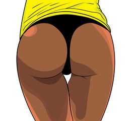 Sexy woman booty. Girls butt in underwear. Fitness lifestyle. Vector illustration.