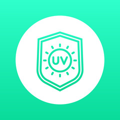 Sticker - UV protection line icon, symbol over white