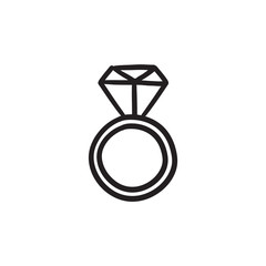 Poster - Engagement ring with diamond sketch icon.