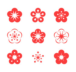 Poster - Cherry blossom. Icon set 