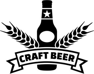 Sticker - Craft beer with ribbon and wheat