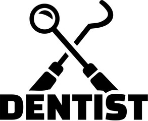 Poster - Dentist with crossed tools