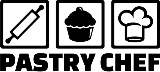 Poster - Pastry chef word with icons