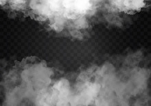 Fog Or Smoke Isolated Transparent Special Effect. White Vector Cloudiness, Mist Smog Background. Illustration