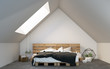 Modern loft bedroom / 3D rendering 