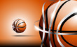3d abstract logo of basketball ball with silver framing (stripes) around outside . Brown tones.