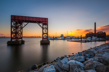 Sticker - Sunset at Canton Waterfront Park, in Baltimore, Maryland.