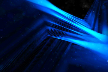 Wall Mural - abstract stream array colorful glitter sparkle blue lines with particles  on black background technology