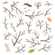 Set of branches, twigs, sticks drawn in a simple cartoon style.