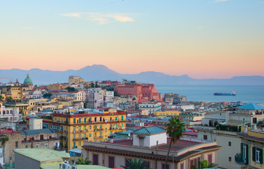 Fototapete - Naples at dusk, Italy