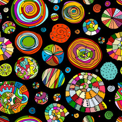 Aufkleber - Abstract spirals and circles, seamless pattern for your design