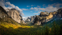Tunnel View, Yosemite Valley, And Bridalveil Fall After A Winter Storm In Yosemite National Park