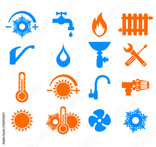 Symboles Plombier Chauffage Climatisation Stock Vector Adobe Stock