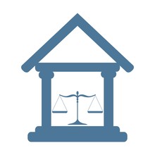 Court Building Icon With Scales Of Justice