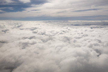 Sky and clouds The view out of an airplane    