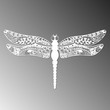 Dragonfly. laser cut white dragonfly on  background isolated. vector illustration