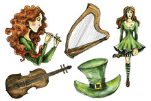 Watercolor And Ink Irish Symbols