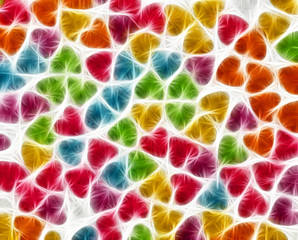 Wall Mural - Abstract colorful fractal background with repeating shape of heart
