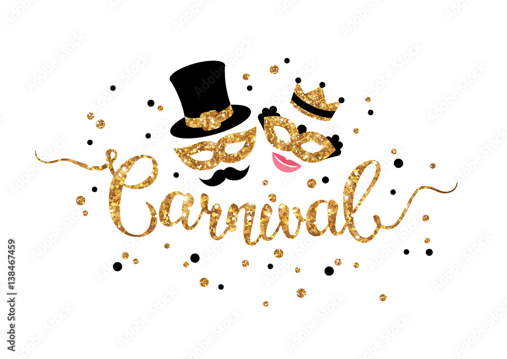 Gold hand lettering Carnival Stock Vector | Adobe Stock