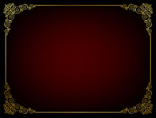 Poster - Gold photo frames with corner thailand line floral for picture, Vector frame design decoration pattern style. wood frame border design is patterned Thai style design
