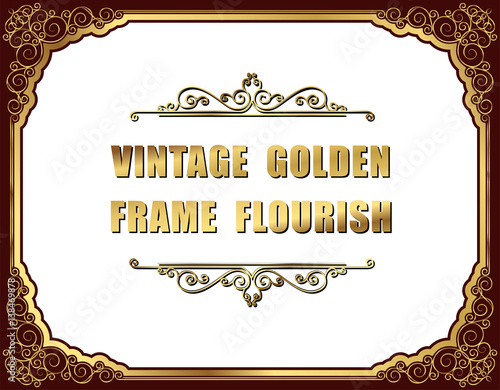 Fotografia Gold photo frames with corner thailand line floral for picture, Vector frame design decoration pattern style