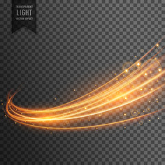 Wall Mural - transparent light effect with curve trail and golden sparkles