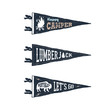 Hand drawn adventure pennant flags set. Vector illustrations and inspirational lettering.