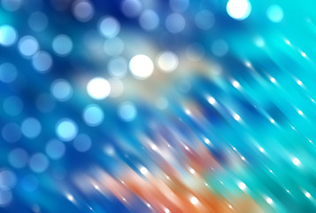 Bokeh light, shimmering blur spot lights on blue. illustration digital.