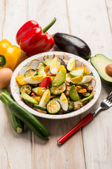 Canvas Print - grilled vegetables salad with avocado