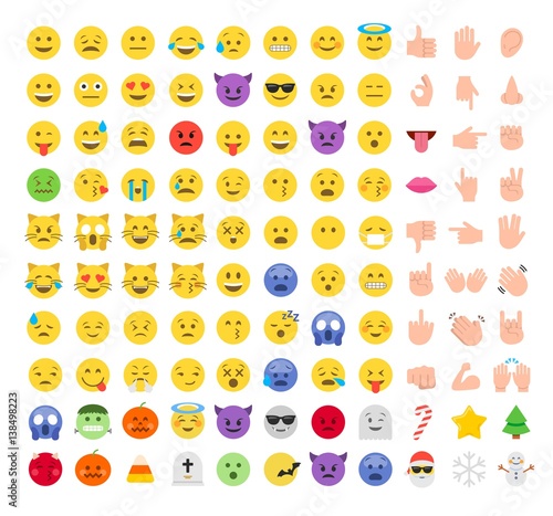 Fotomural Flat style emoji emoticon icon set