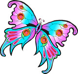 Fototapeta Motyle - Векторное изображение разноцветная тропическая бабочка изолированная на белом фоне