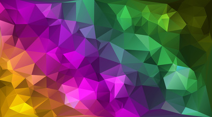 Wall Mural - Abstract multicolored polygon, low polygon background. Transfusion of color. Yellow, purple, green colors. Watercolor effect. Geometric Pattern