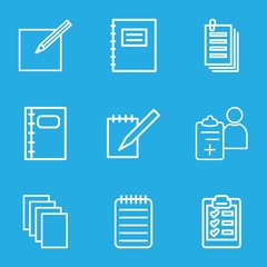 Poster - Set of 9 notepad outline icons