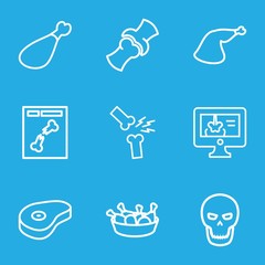 Wall Mural - Set of 9 bone outline icons