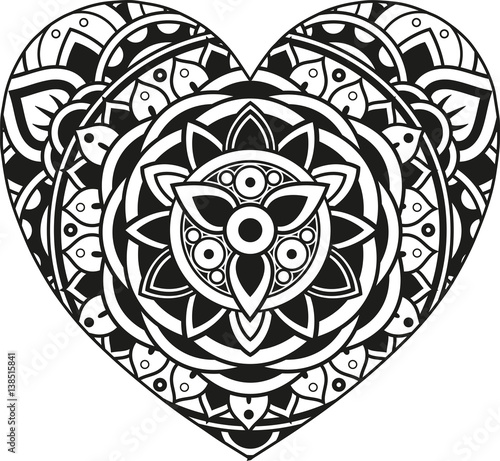 Download Vector illustration of a mandala heart silhouette Stock ...