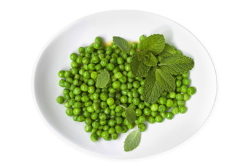 Wall Mural - Peas with Mint Top View Isolated